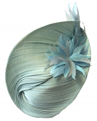Bonnie Evelyn - Bias fascinator with feather decoration - pastel blue